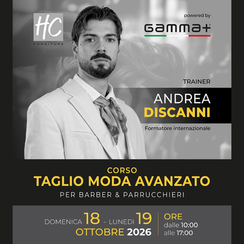 Corso Taglio Moda Avanzato con Andrea Discanni – Gamma+ 18–19 ottobre 2026