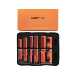 Gamma+ Set 6 Pettini Professionali Orange con Astuccio – Kit Styling Barber