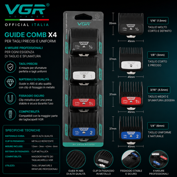 guide tagliacapelli VGR 1,5 3 4,5 6 mm