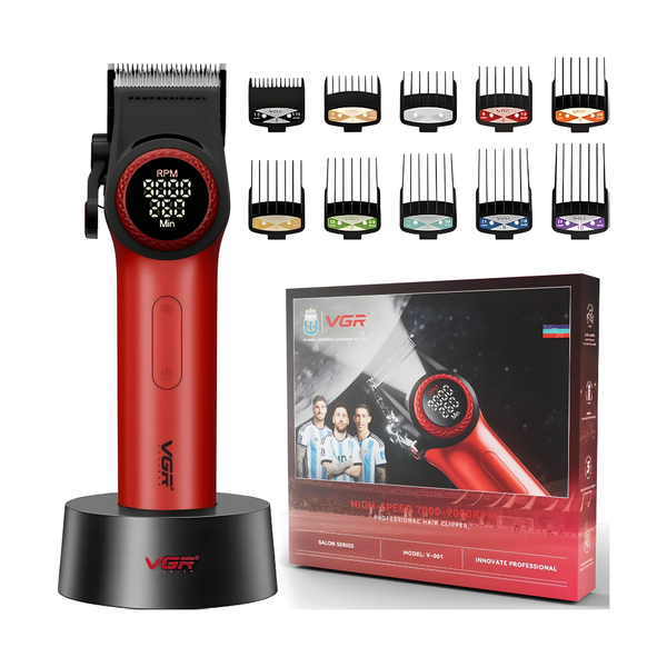 VGR V-001 rosso clipper professionale in metallo lama in ceramica
