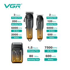 VGR V-644 Combo Kit Professionale 3in1 Clipper + Trimmer + Shaver