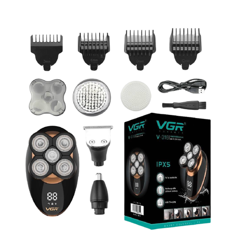 VGR V-316 Rasoio 5 in 1 Uomo – Shaver, Trimmer e Grooming Completo
