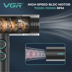 VGR Stepless Pro 4in1 Set Black – Valigetta Professionale Clipper, Trimmer, Shaver e Phon